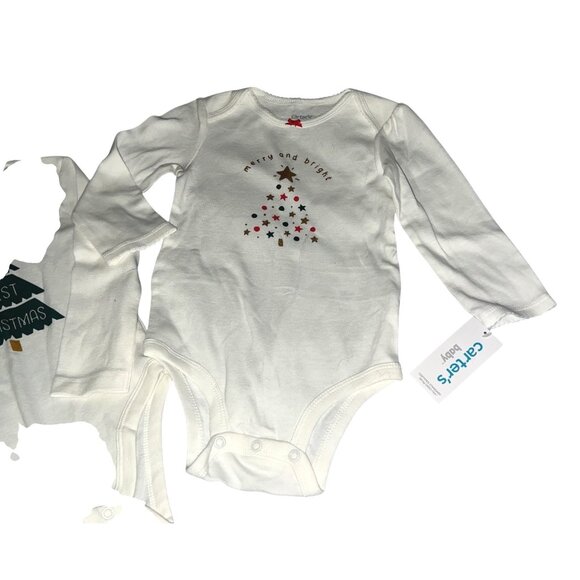 Carters Jumping Beans Baby Girls 18M Long Sleeve Christmas Bodysuit Set - Picture 7 of 9